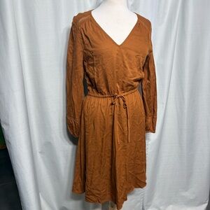Boho V-Neck Long Sleeve Lace Inset Fit & Flare Cottagecore Dress  Size M